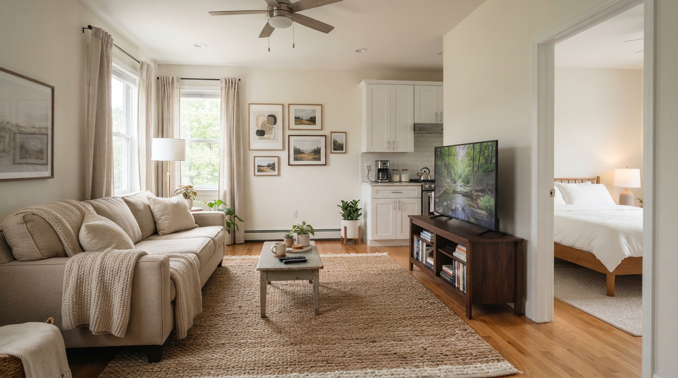 Condo interior with furniture in Plainview NY, highlighting personal property coverage
