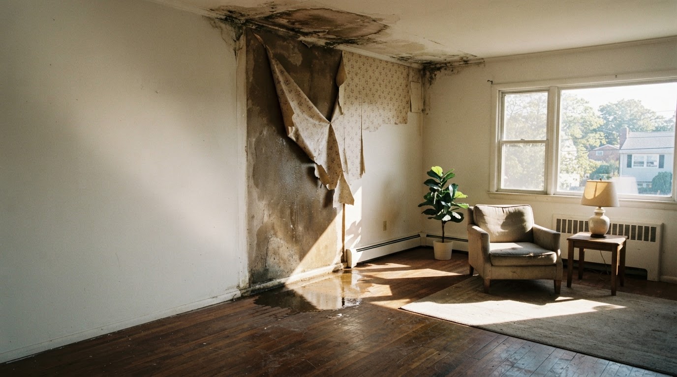 Plainview condo owner reviewing walls-in coverage documents with insurance specialist
