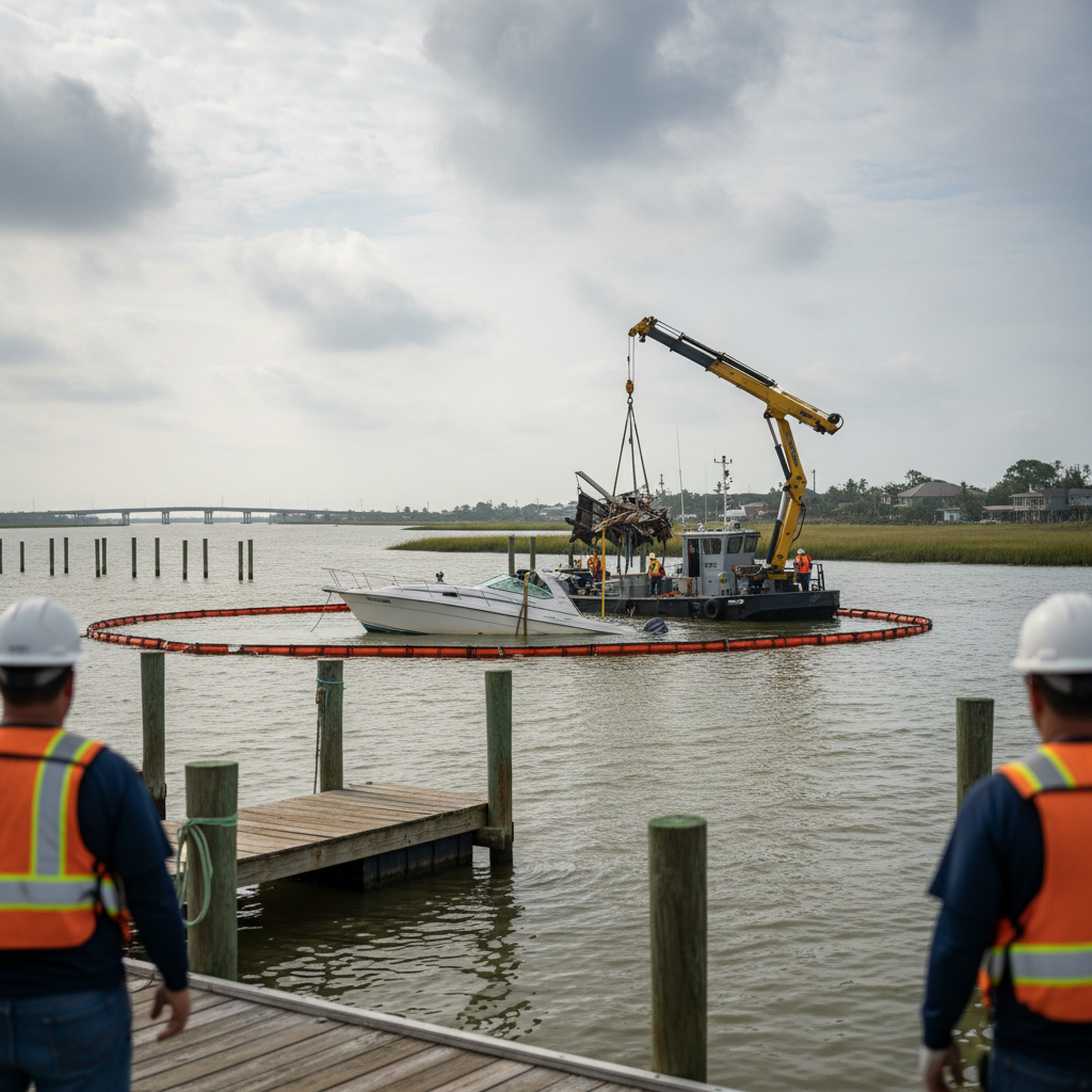 Wreckage removal coverage for boats in Dickinson, TX after storm damage