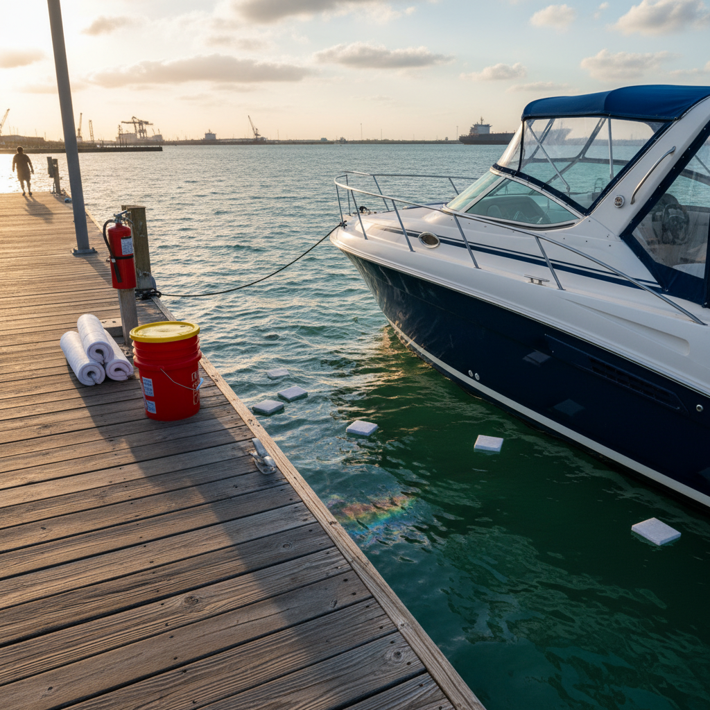 Friendswood, TX Pollution Liability coverage example with fuel spill cleanup at a marina dock