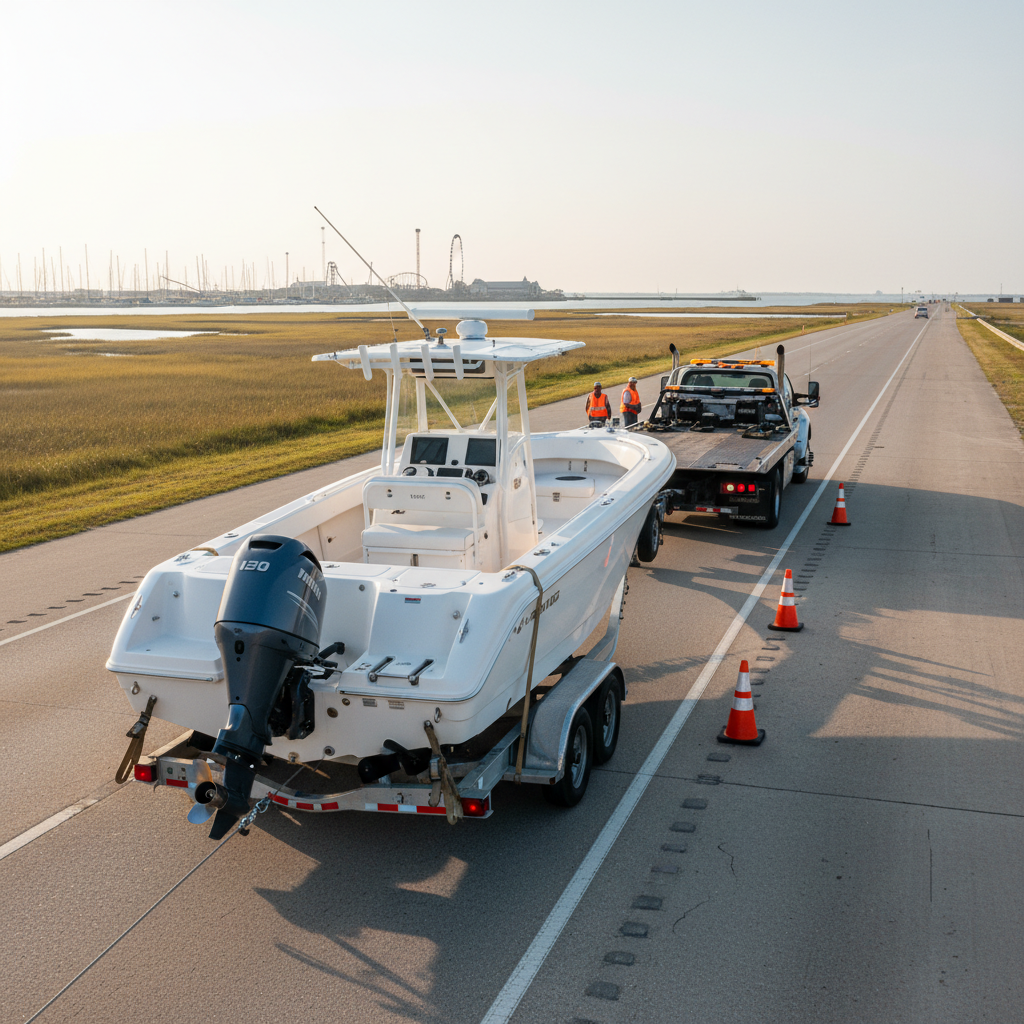 Boat towing assistance in Friendswood, TX after a breakdown on Galveston Bay