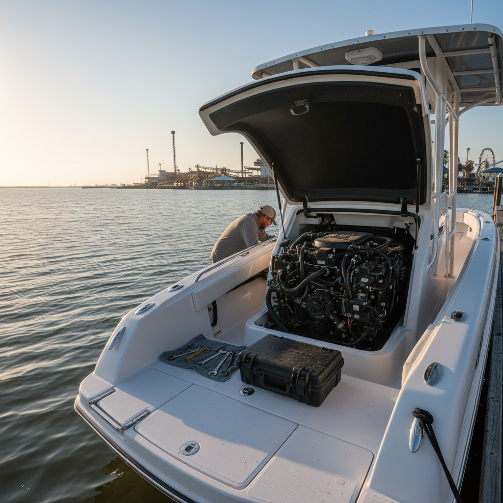 Kemah TX boating route on Clear Lake with mechanical breakdown coverage planning