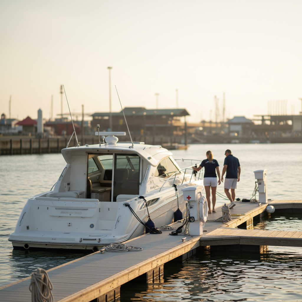 Medical Payments boat insurance coverage in Kemah, TX at a marina dock