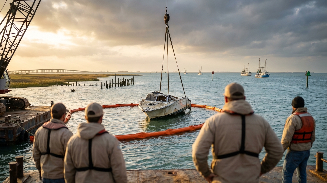 Wreckage removal coverage for a damaged boat in La Marque, TX