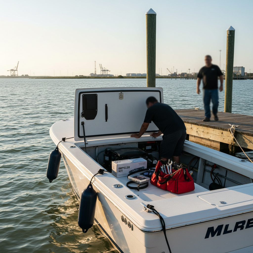 Boat engine repair scenario showing mechanical breakdown insurance help in League City, TX