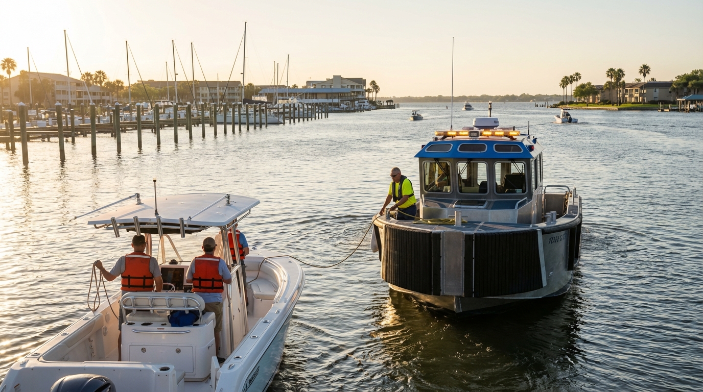 Boat insurance towing assistance claim guidance for League City, TX boat owners