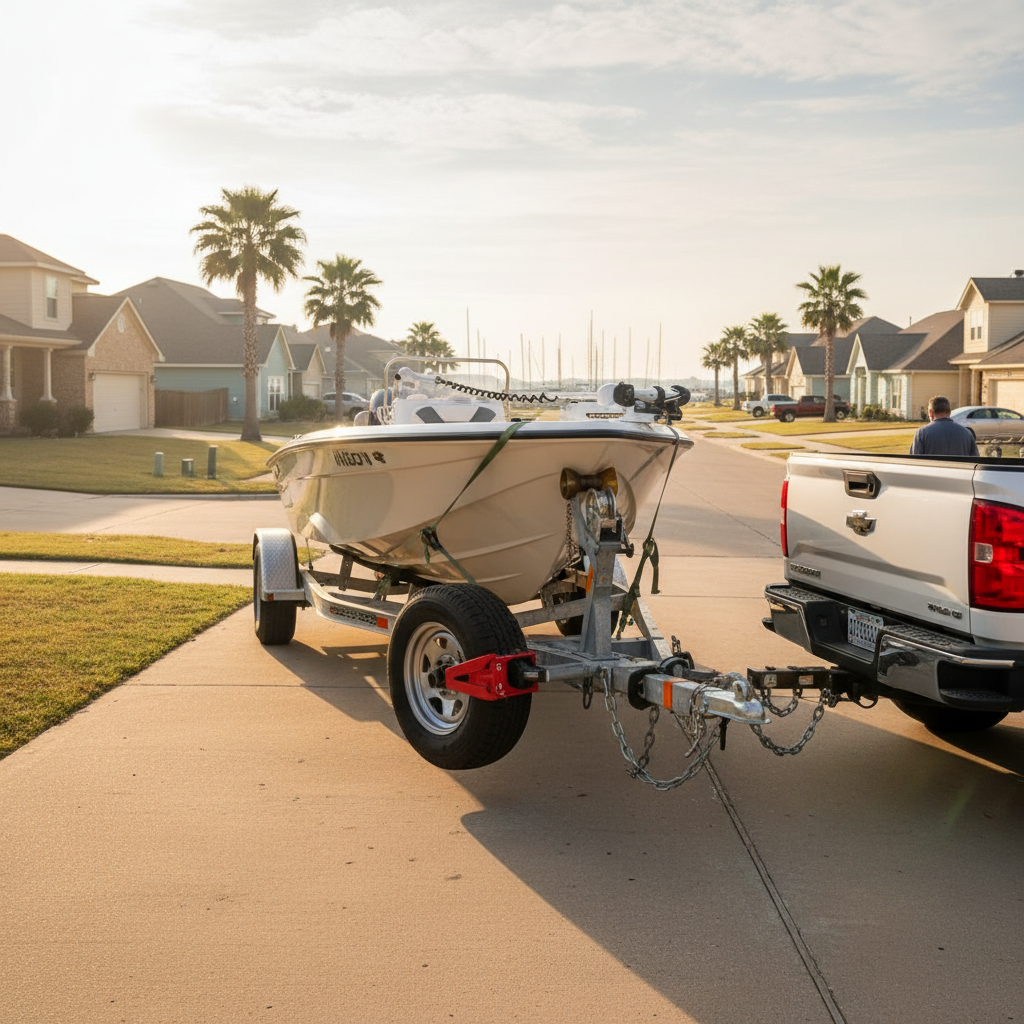 Boat trailer coverage in League City, TX for towing to Clear Lake and Galveston Bay