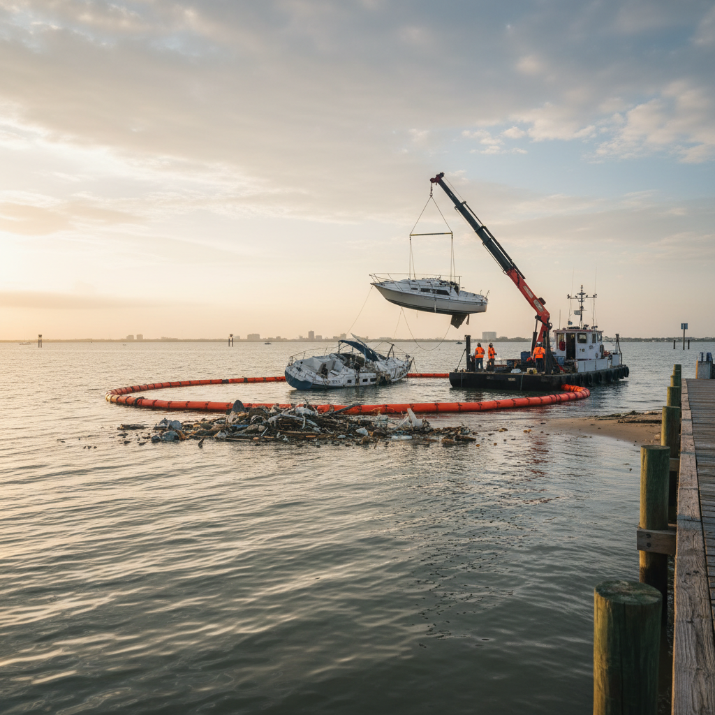 Wreckage Removal coverage for boats in League City near Clear Lake
