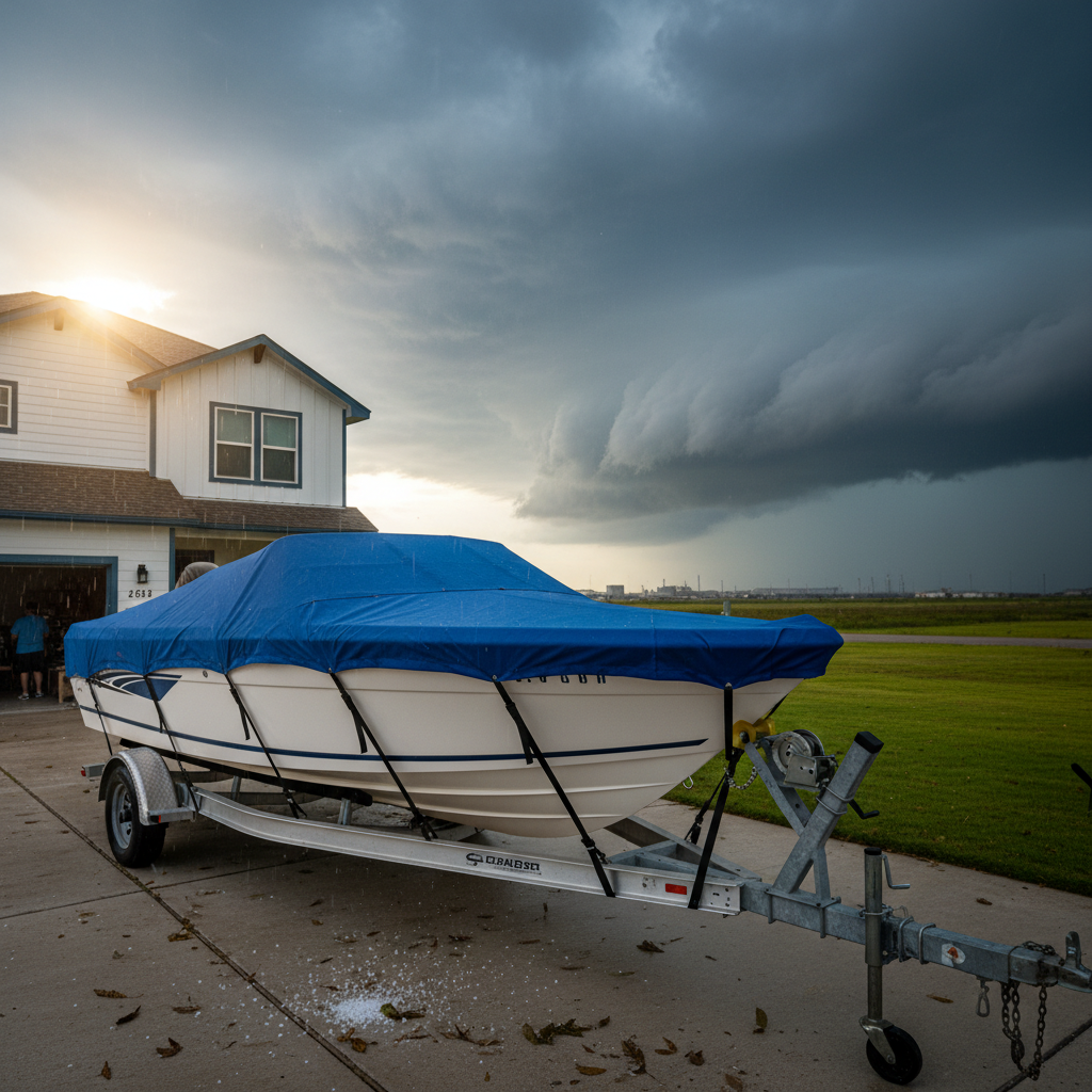 Santa Fe, TX boat owner documenting damage for a Comprehensive & Collision insurance claim