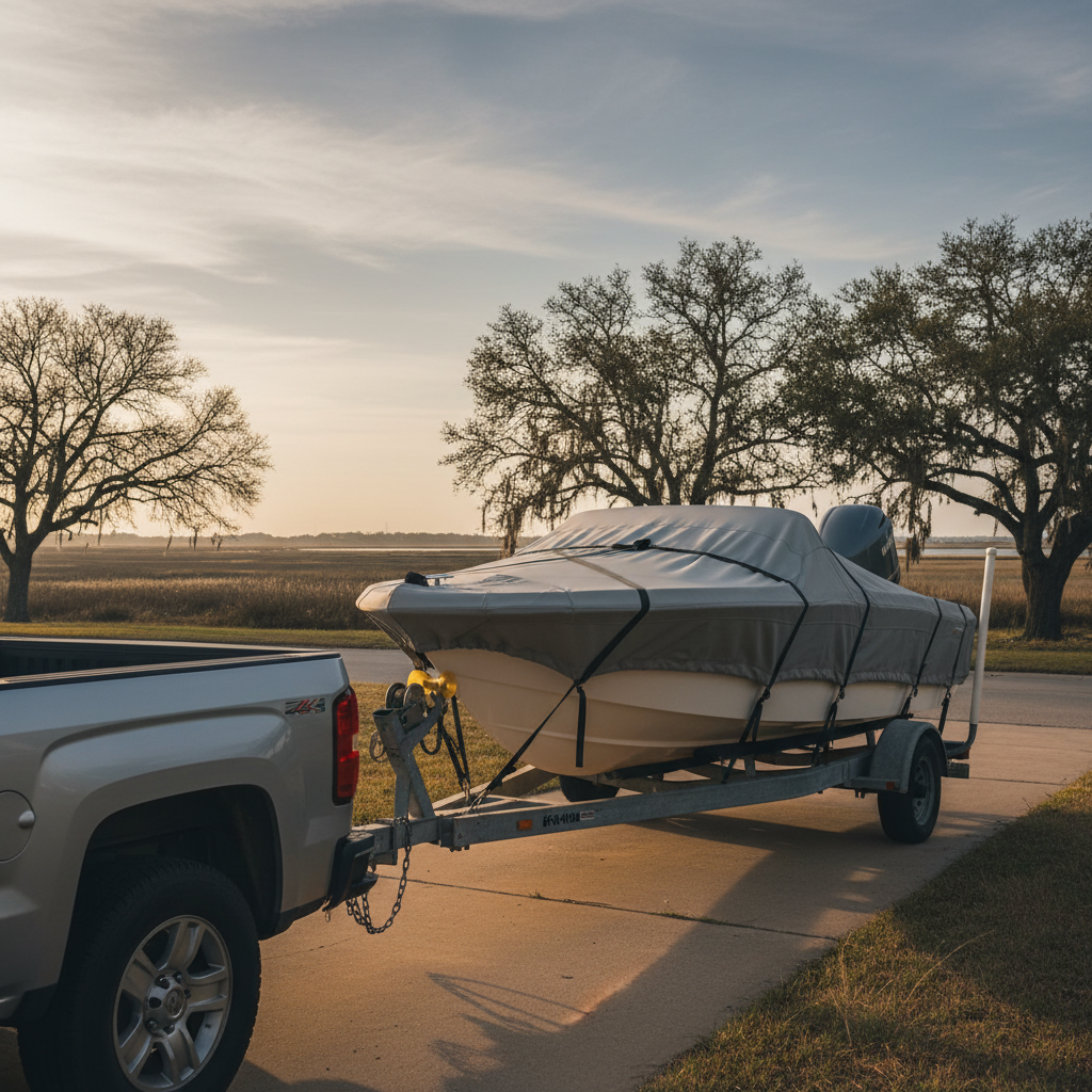 Hull coverage protection for a trailered boat in Santa Fe, TX