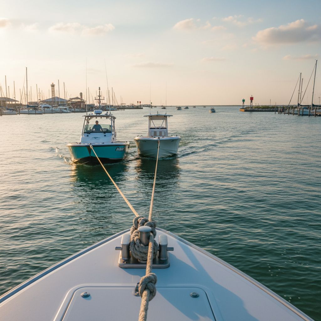 On-water towing assistance response for a disabled boat in Seabrook, TX