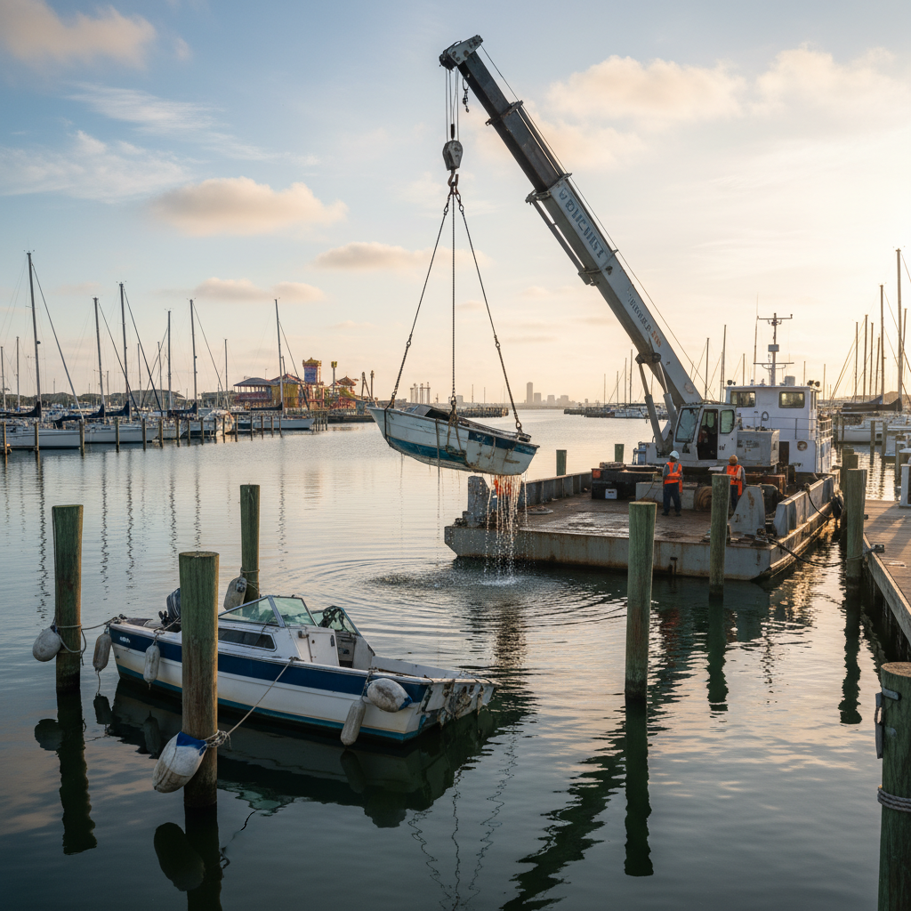 Seabrook, TX boat salvage and wreckage removal after storm damage