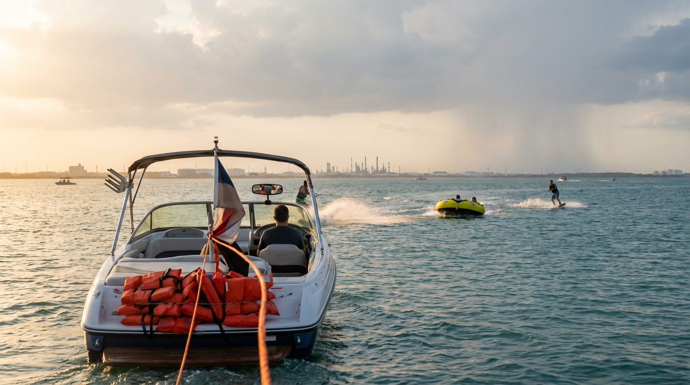 Family tubing day protected by water sports coverage in Texas City, TX