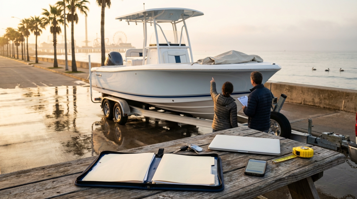 New boat purchase paperwork and hull identification number checklist for total loss replacement coverage in Galveston TX