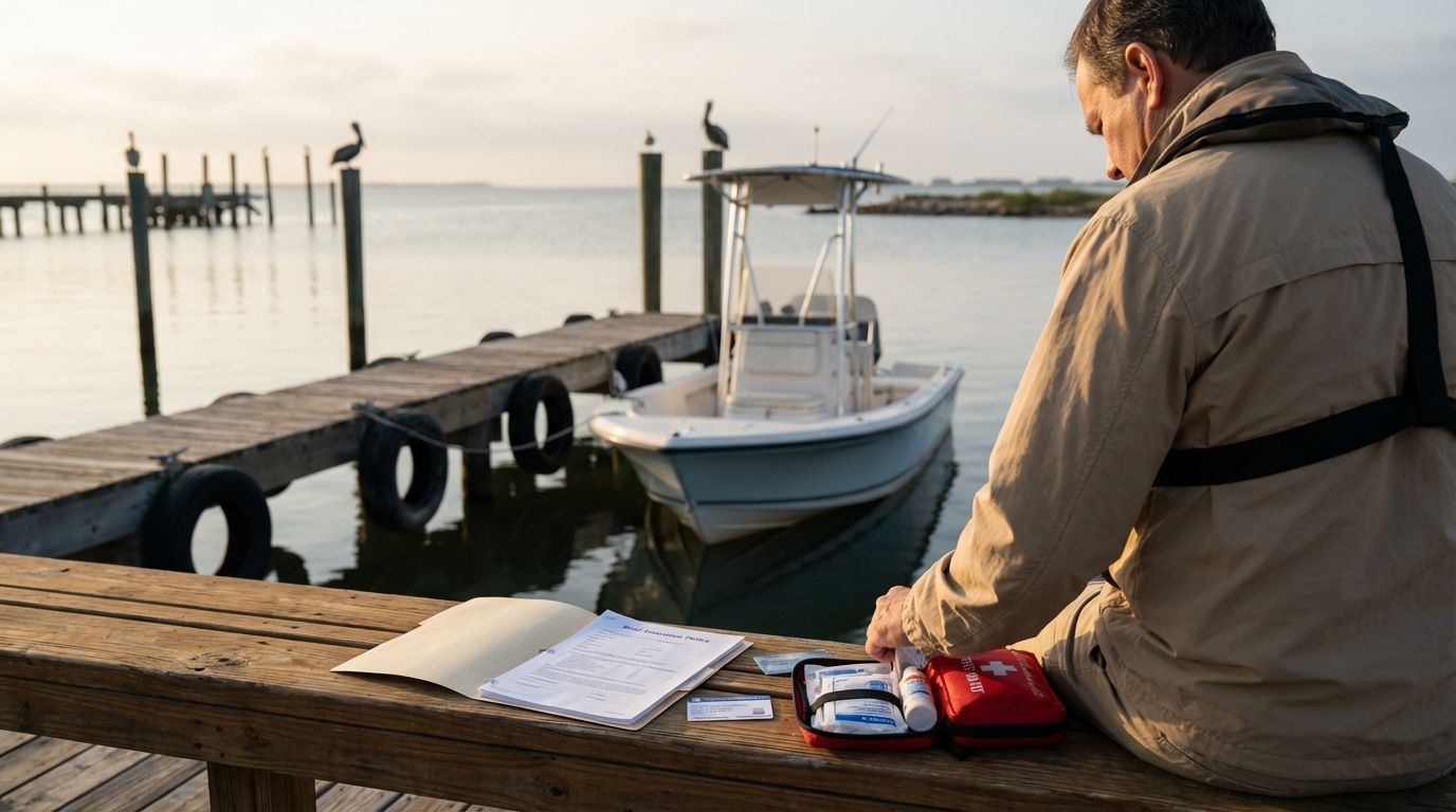 Galveston boater reviewing MedPay coverage to offset deductibles and copays after an on-water injury