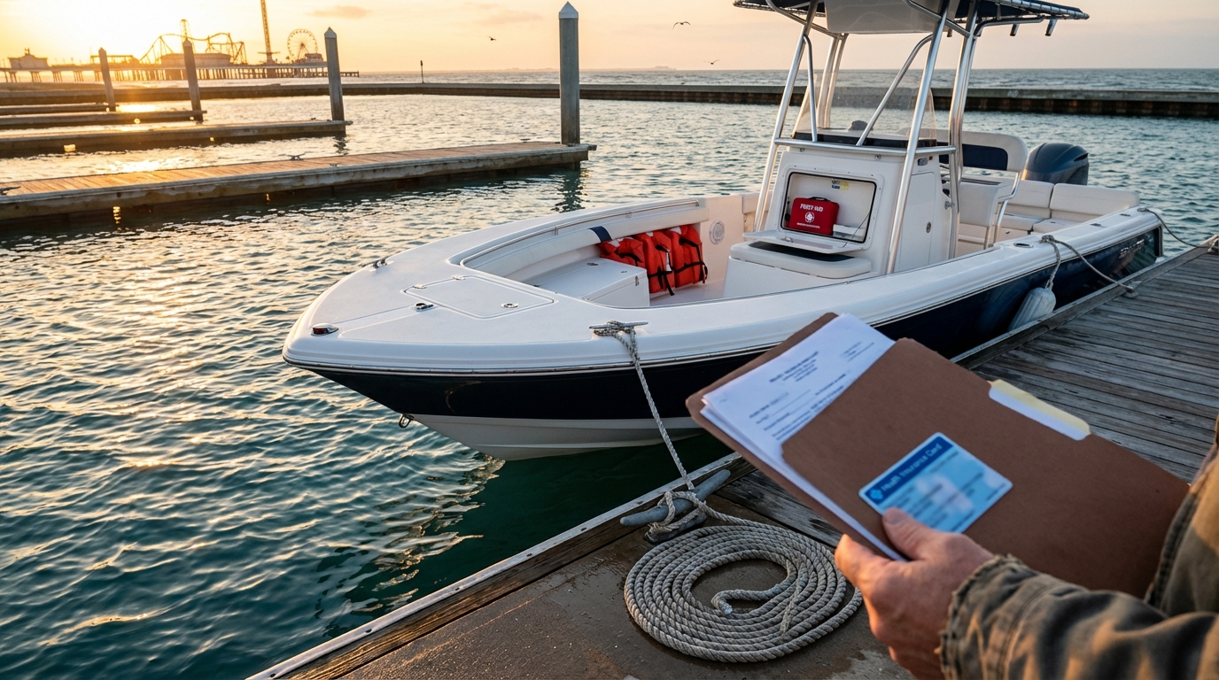 Boat passengers in Galveston preparing to board safely, highlighting why MedPay can help cover guest injuries