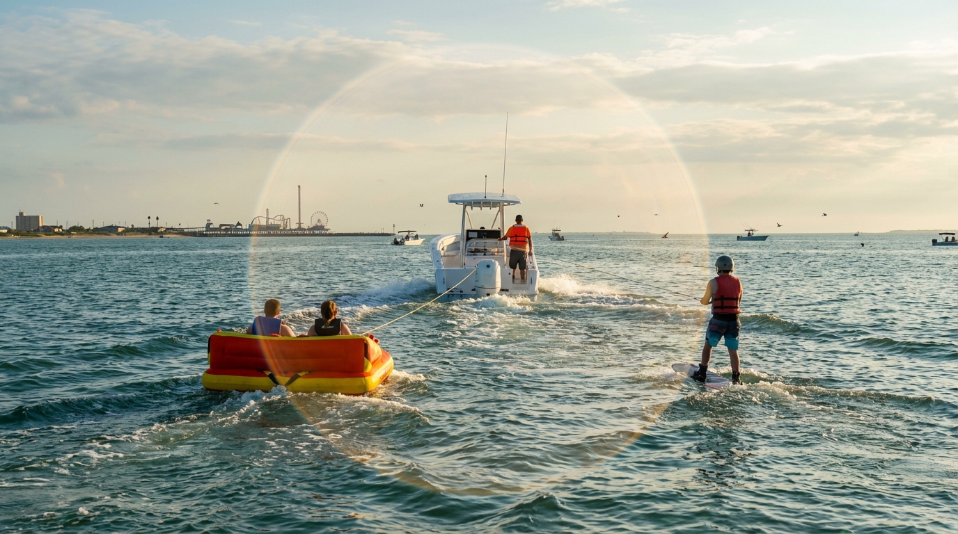 Galveston boat insurance review meeting with a local agent discussing tow sports endorsements