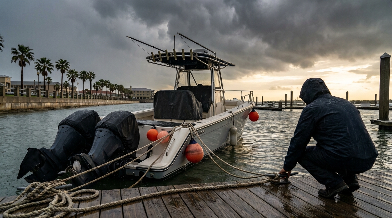 Boat hurricane prep checklist documentation photos receipts Galveston marina