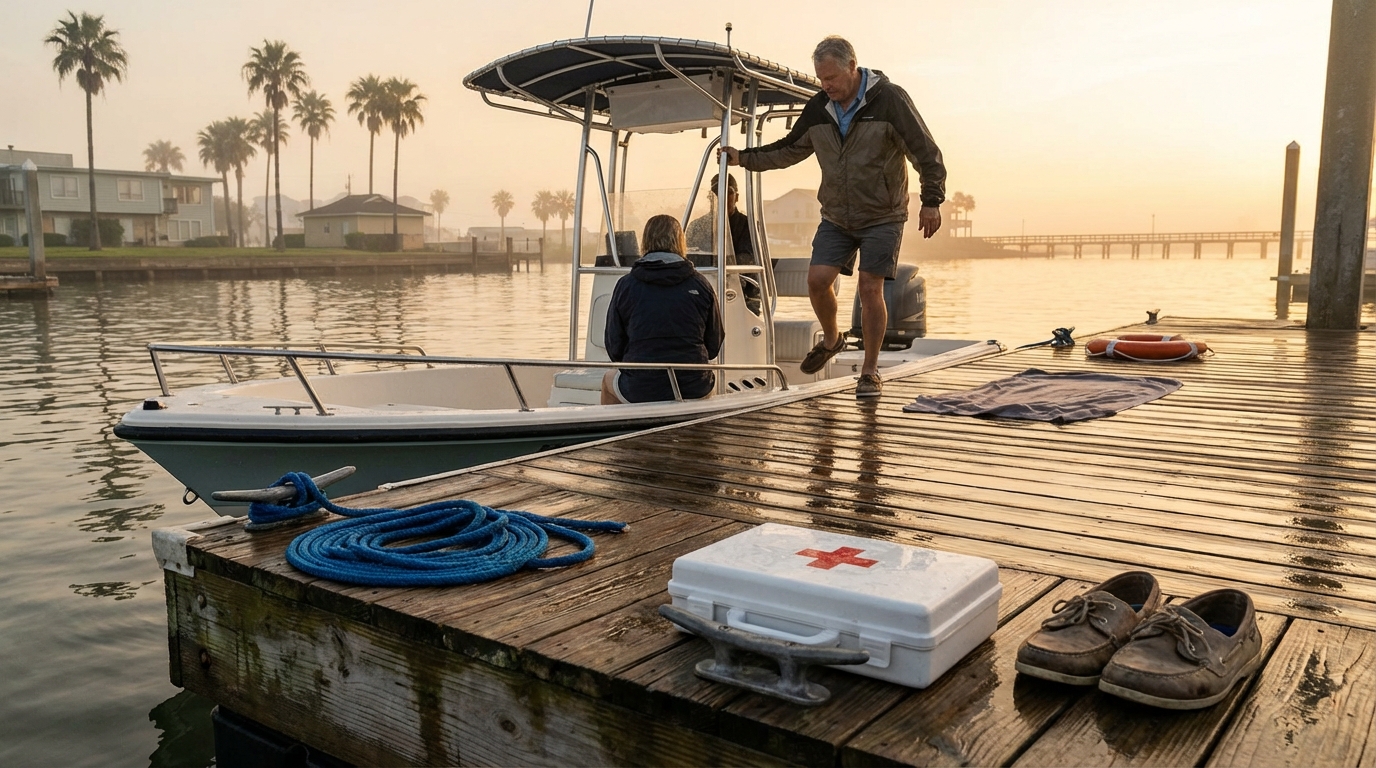 Tow sports injury on a boat near Galveston showing how MedPay can pay medical bills