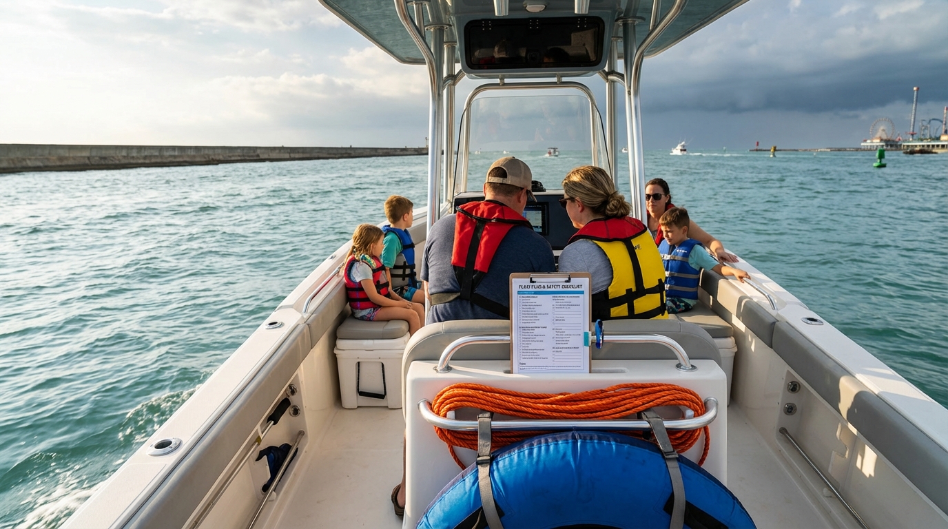 Boat insurance coverage review checklist for a Galveston family water sports plan