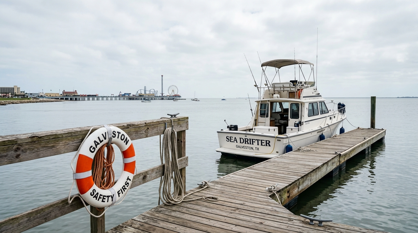 A rented jet ski near the Galveston Seawall representing high-risk liability exposure for boaters