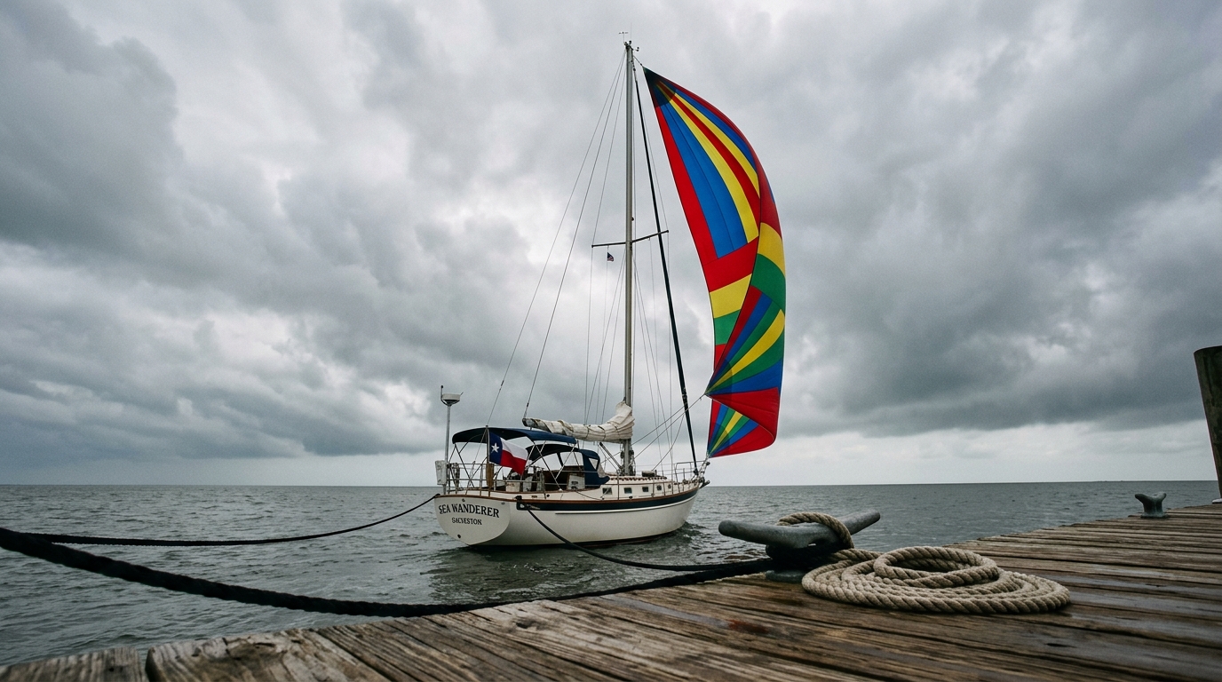 Sailboats competing in a crowded regatta on Galveston Bay, highlighting the close-quarters liability risks