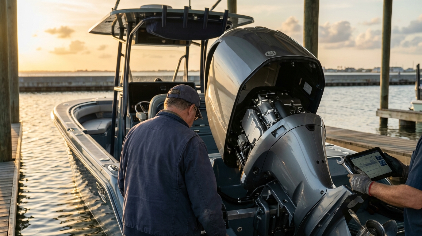 Boat engine mechanical breakdown coverage example in Galveston TX marina