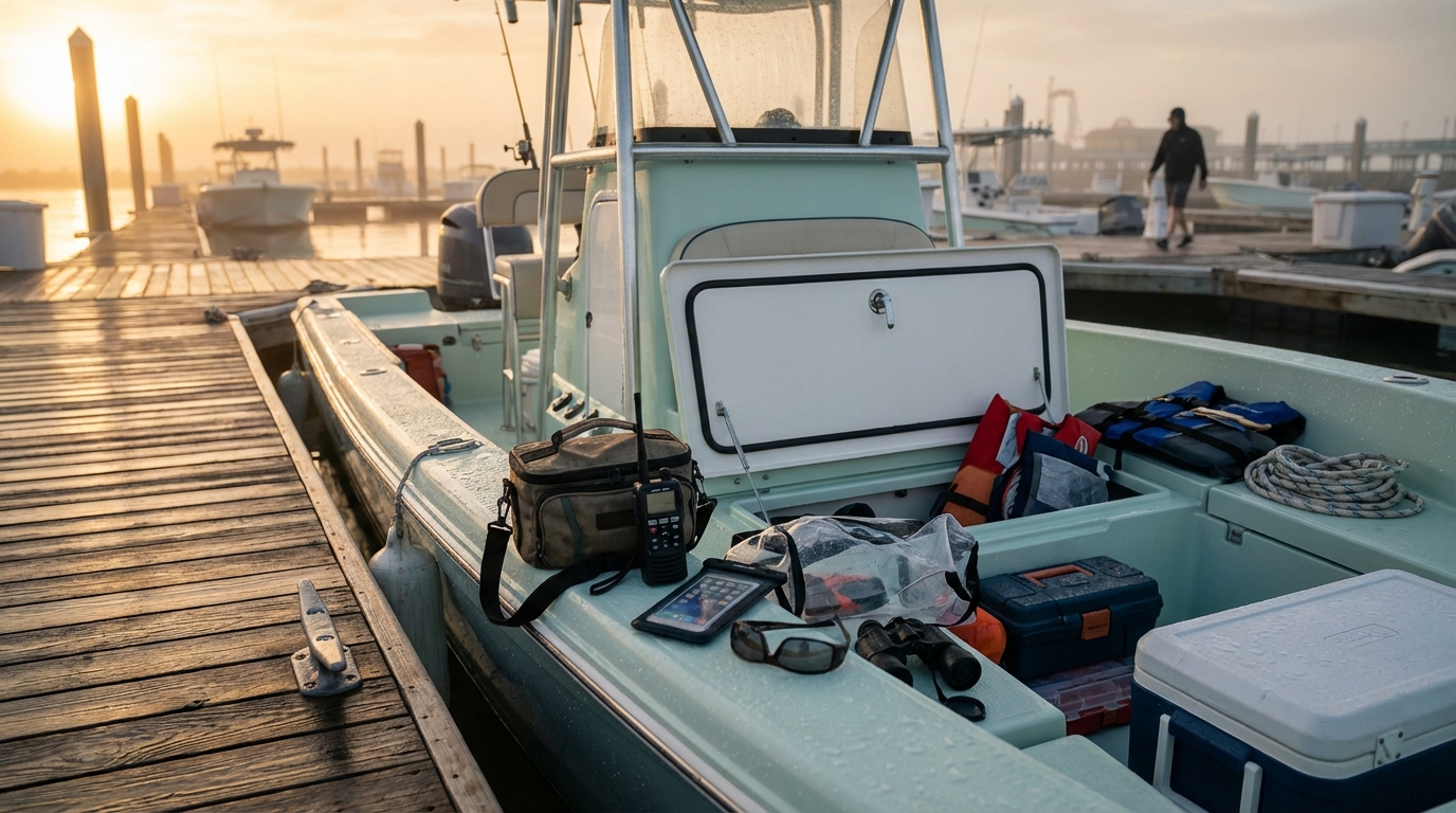 Galveston marina dock with locked boat storage to reduce theft risk