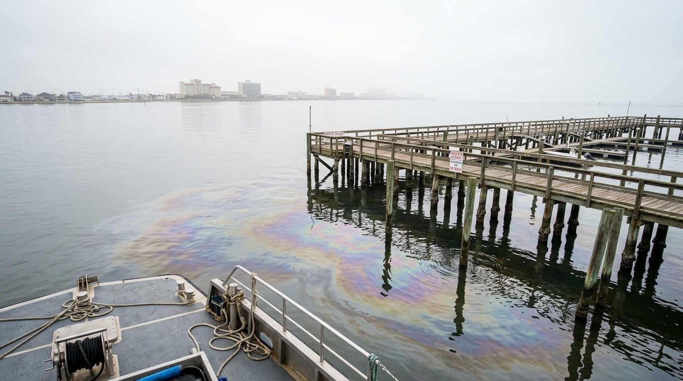 Close-up of the fine print in a Galveston boat insurance policy highlighting the pollution liability exclusion clause
