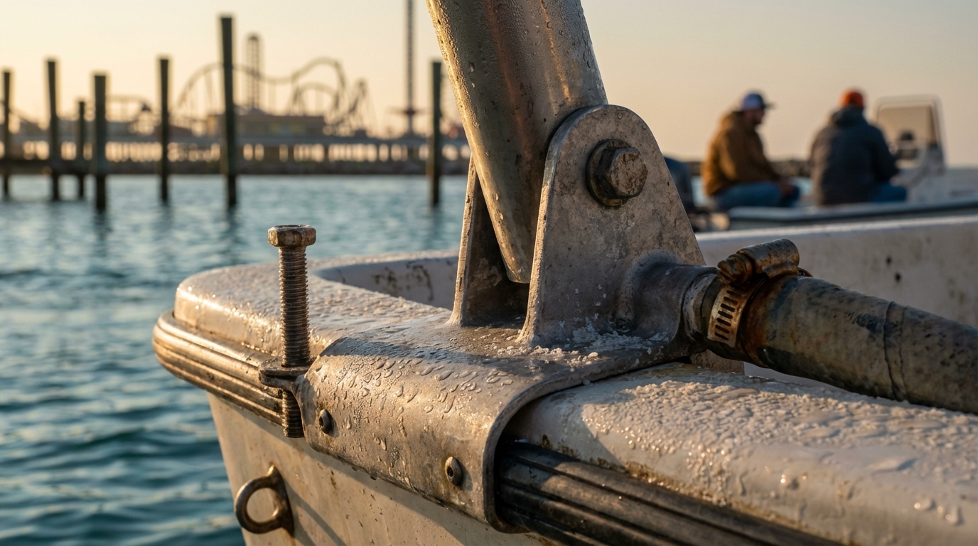 Galveston saltwater boat engine corrosion on outboard components