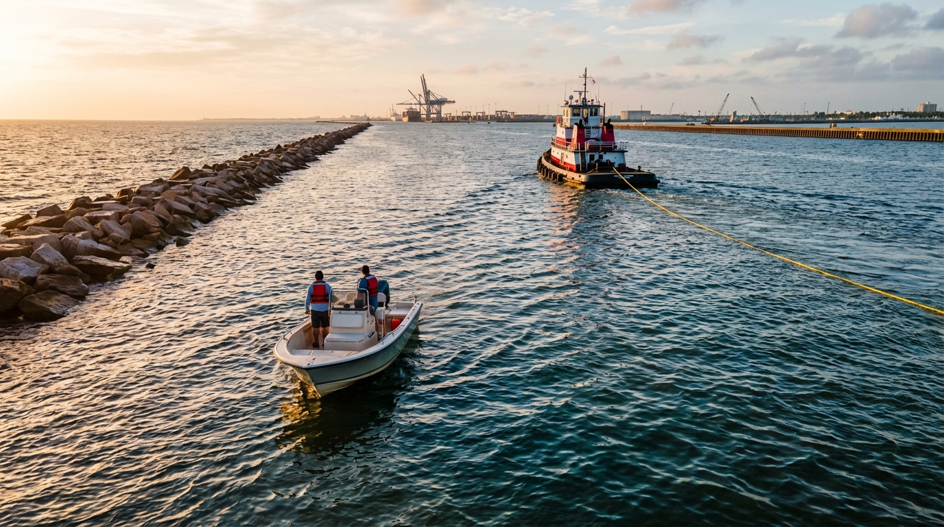 Galveston boater documenting a towing incident with phone photos and tow receipt at a marina dock