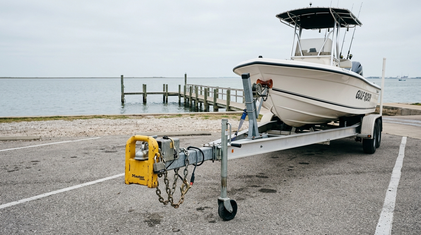 Boat owner taking a photo of a trailer VIN sticker with a smartphone for insurance documentation