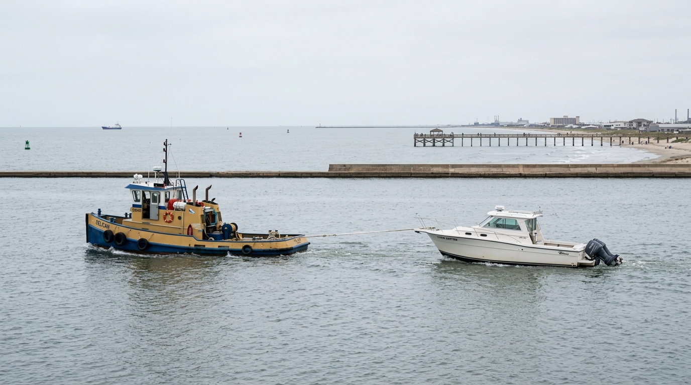 Galveston boat owner reviewing an insurance policy document with an agent