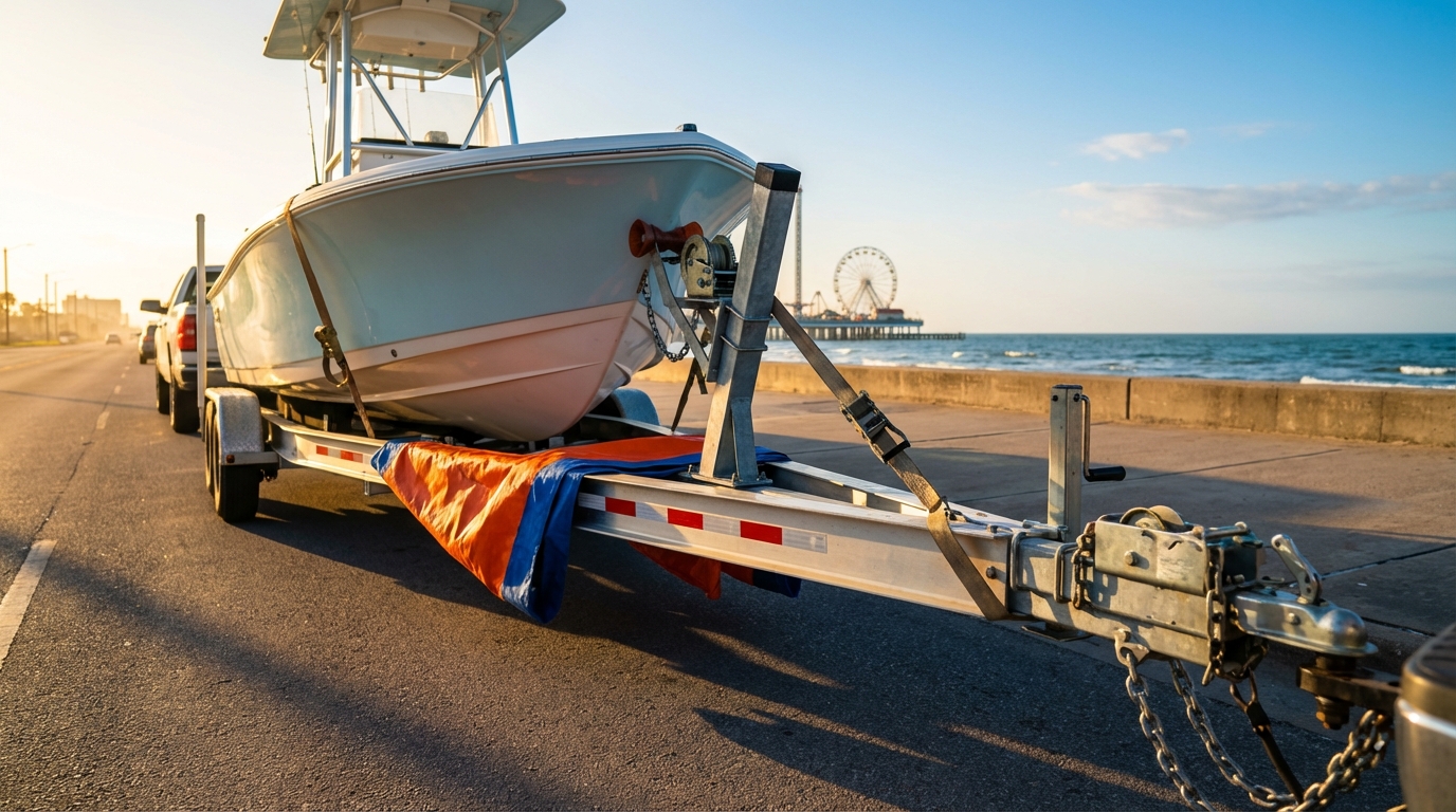 Boat trailer coverage in Galveston, TX for towing to marinas and boat ramps