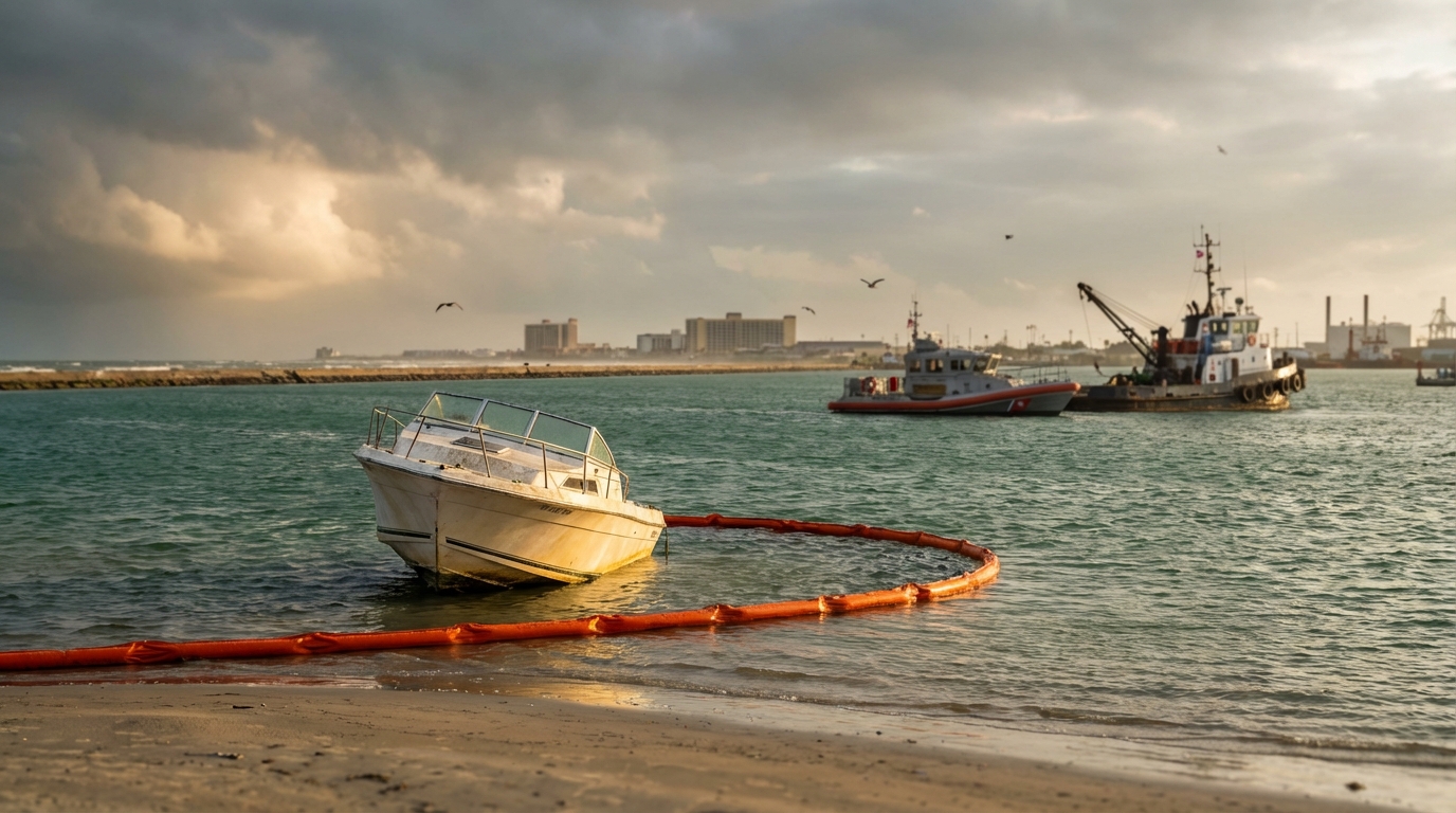 Wreckage removal coverage for a sunken boat in Galveston, TX marina waters